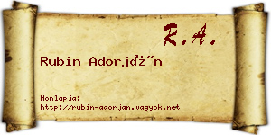 Rubin Adorján névjegykártya